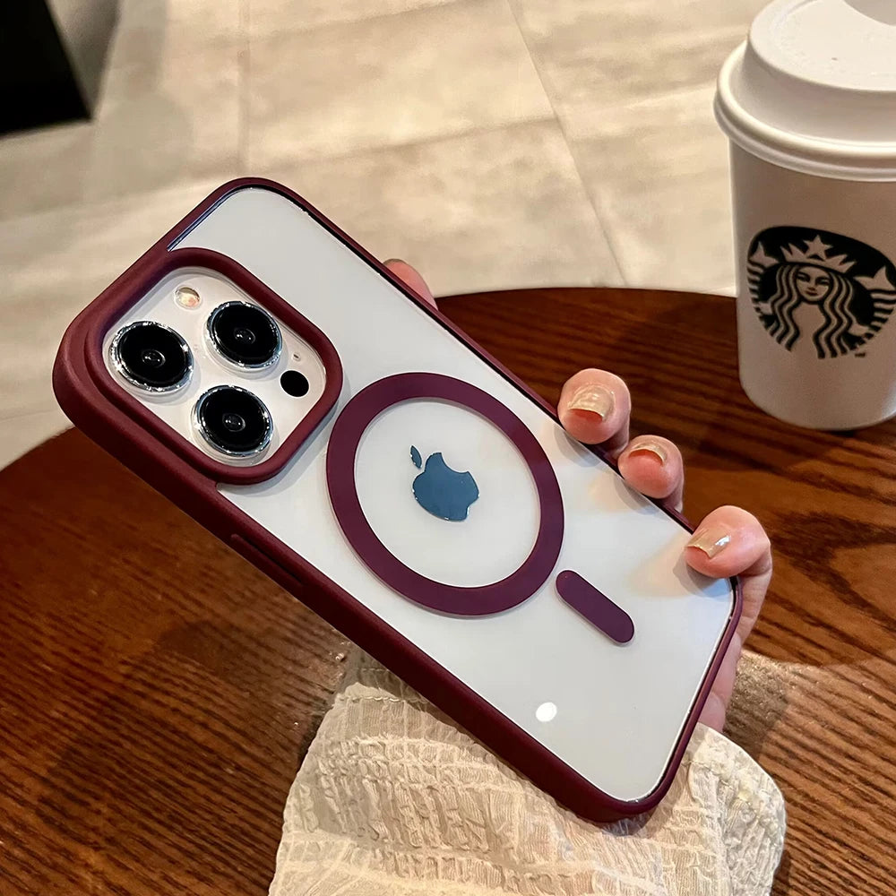 Luxury For Magsafe Transparent Case For iPhone 16 15 14 13 12 11 Pro XS XR Max Mini Plus Magnetic Wireless Charge Cases Cover