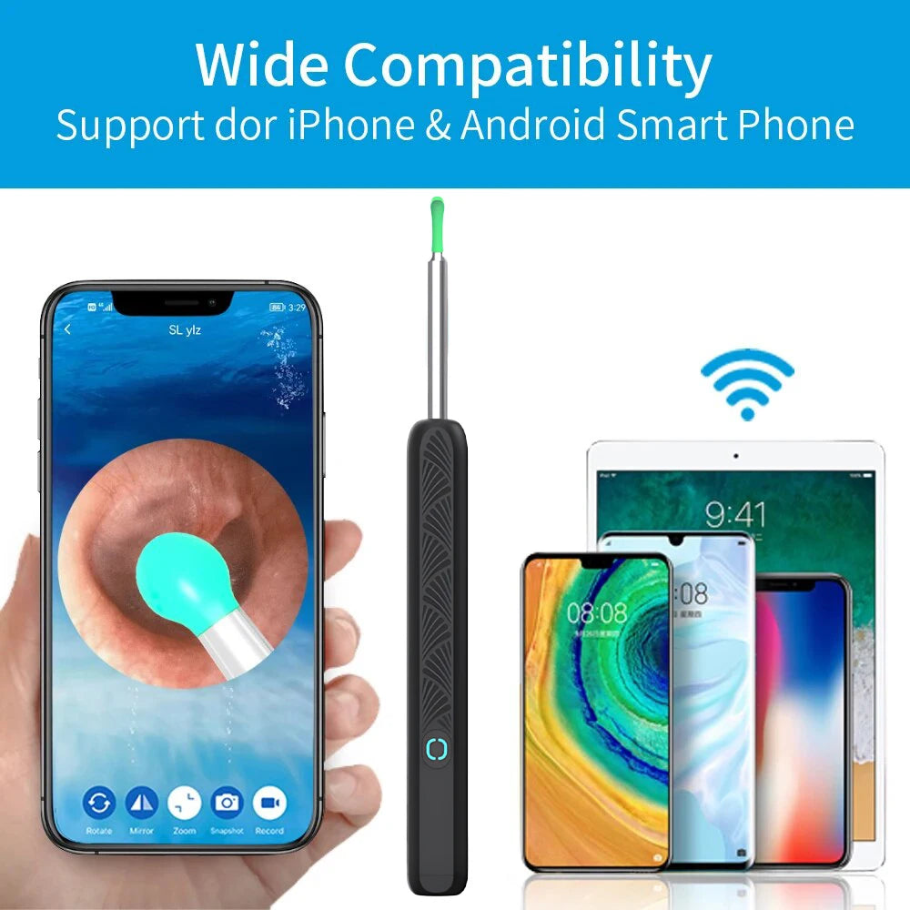 Visual Wireless Ear Pick Camera Ear Wax Removal Tool Picker Ear Cleaner Wax Removal Earwax Cleaning Endoscope Kit Spoon Earpick
