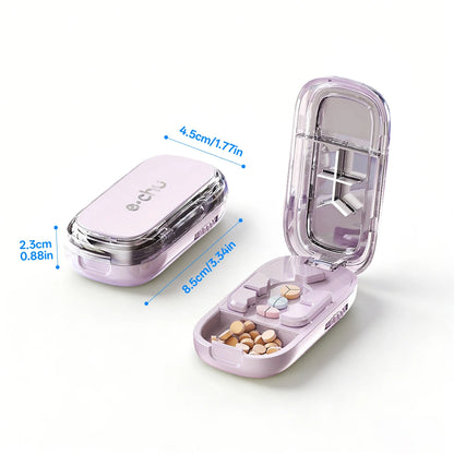Pill Cutter & Storage Box – Quartering 1/2/1/31/4 Splitter, Portable Dustproof Tablet Divider Organizer with Crusher