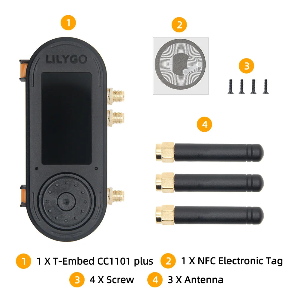 LILYGO® T-Embed ESP32-S3 CC1101 Low-Power Sub-1 GHz RF Transceiver PN532 NFC RFID I2C Module LCD Board Built-in Battery 1300mAh