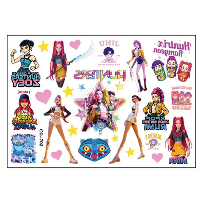 Hot K-pop Birthday Party Favors Cartoon Kids Gift -Reusable Straw Stamp sticker Bracelet Keychain Pin Badge Game Reward Souvenir