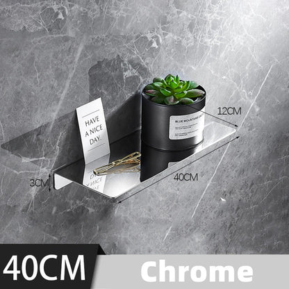 Black/ Chrome Bathroom Shelf Thicken Stainless Steel Corner Shelves Towel Rack Shampoo Holder Kitchen Storage Rack 20/30/40/50cm