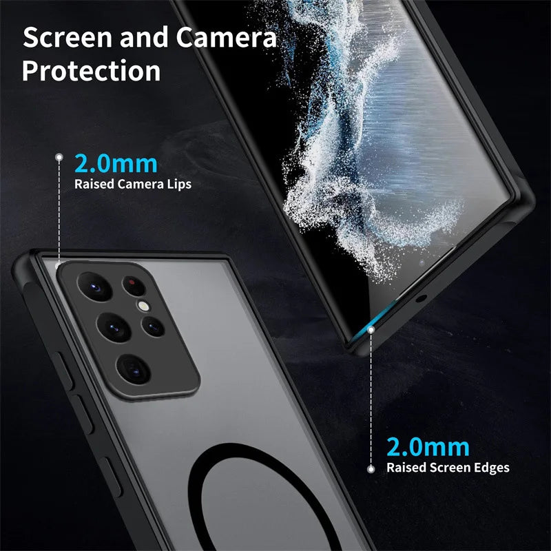 Stylish Magnetic Matte Phone Case for Samsung Galaxy S26 S25 S25FE S25edge S24 S23 S21 S20 FE Plus Ultra Hard Case Shock Proof