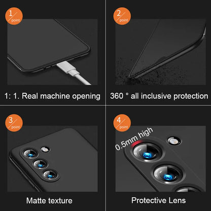 Black Phone Case For Samsung Galaxy S25 S24 Ultra S23 Fe S22 Plus S25 Edge Matte Soft Case For Samsung A56 A36 A26 A16 A06 Cover