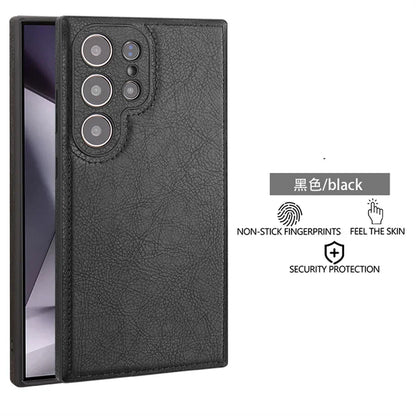Luxury Vintage PU Leather Case for Samsung S26 Ultra S25 S24 Plus S23 S22 S26Ultra Slim Camera Shockproof Soft Bumper Back Cover