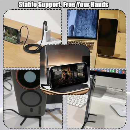 240W Quick Charging Wire with Folding Phone Stands USB A Type C  Holder Charger Cables for IPhone 17 16 15 Samsung S26 Xiaomi