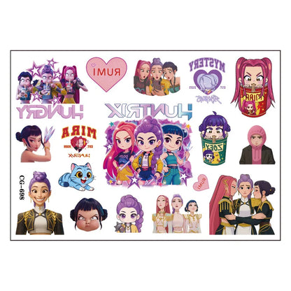 Hot K-pop Birthday Party Favors Cartoon Kids Gift -Reusable Straw Stamp sticker Bracelet Keychain Pin Badge Game Reward Souvenir