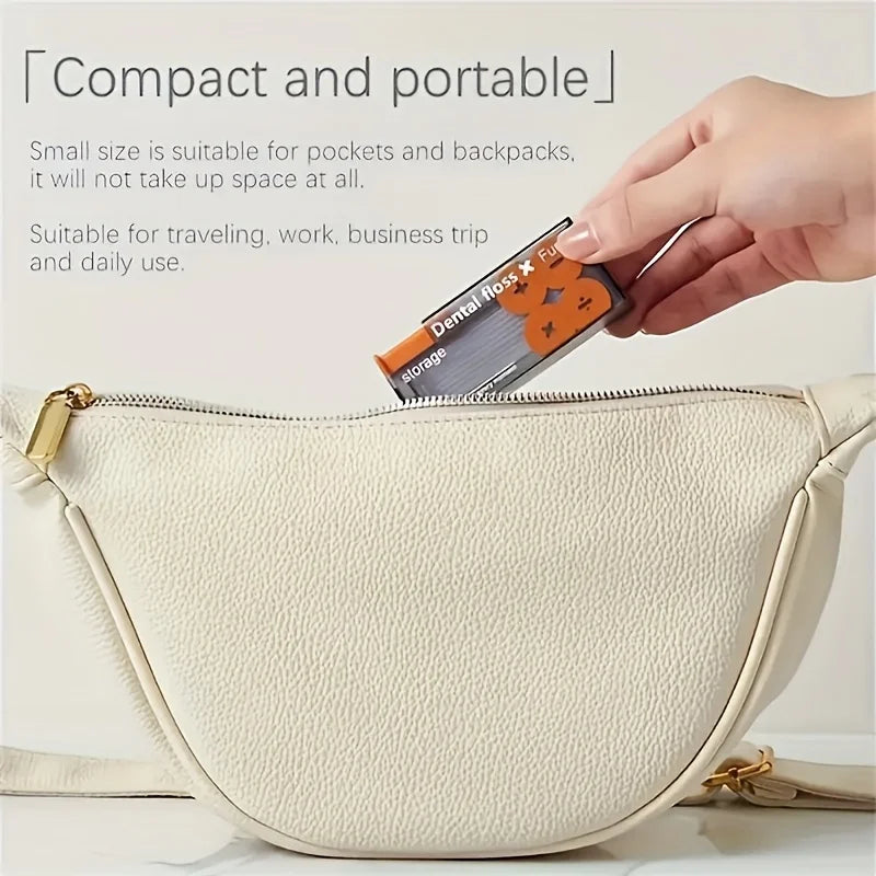 Portable Floss Dispenser Includes 10Pcs Floss Automatic Ejectable Floss Organiser Oral Care Press-on Disposable Flossing Sticks