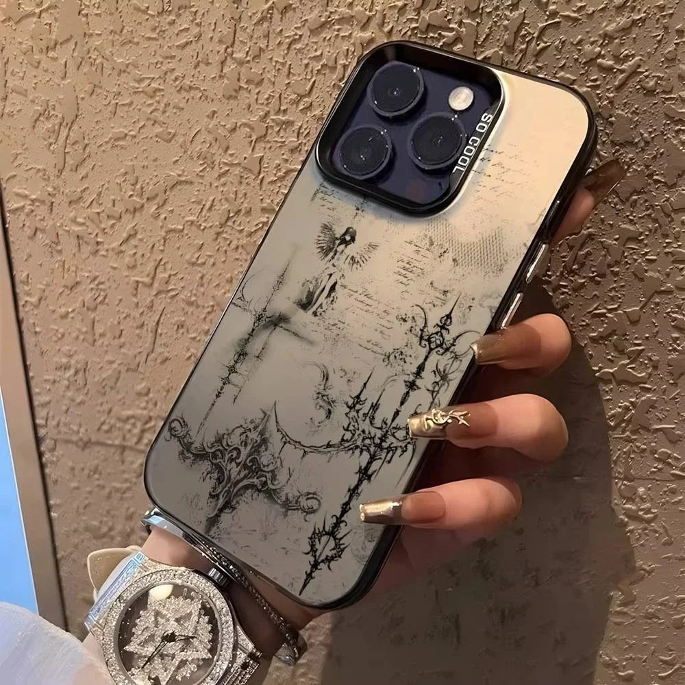 Cybersigilism Gothic Coquette Acrylic Silicone Hard Cover Frosted Case for iPhone 17 Air 16 E 15 14 Plus 13 12 Mini 11 Pro Max