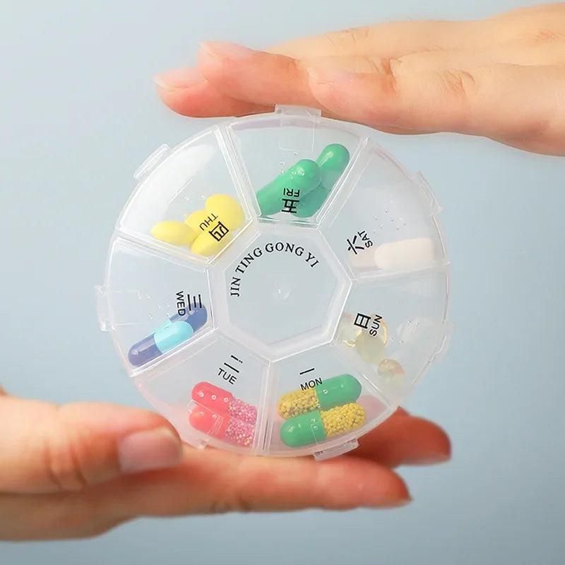 Portable Pill Box Weekly Rotating Split Fruit Points Drug Carry With You Mini Medicine Boxs Medicine Travel Pillbox