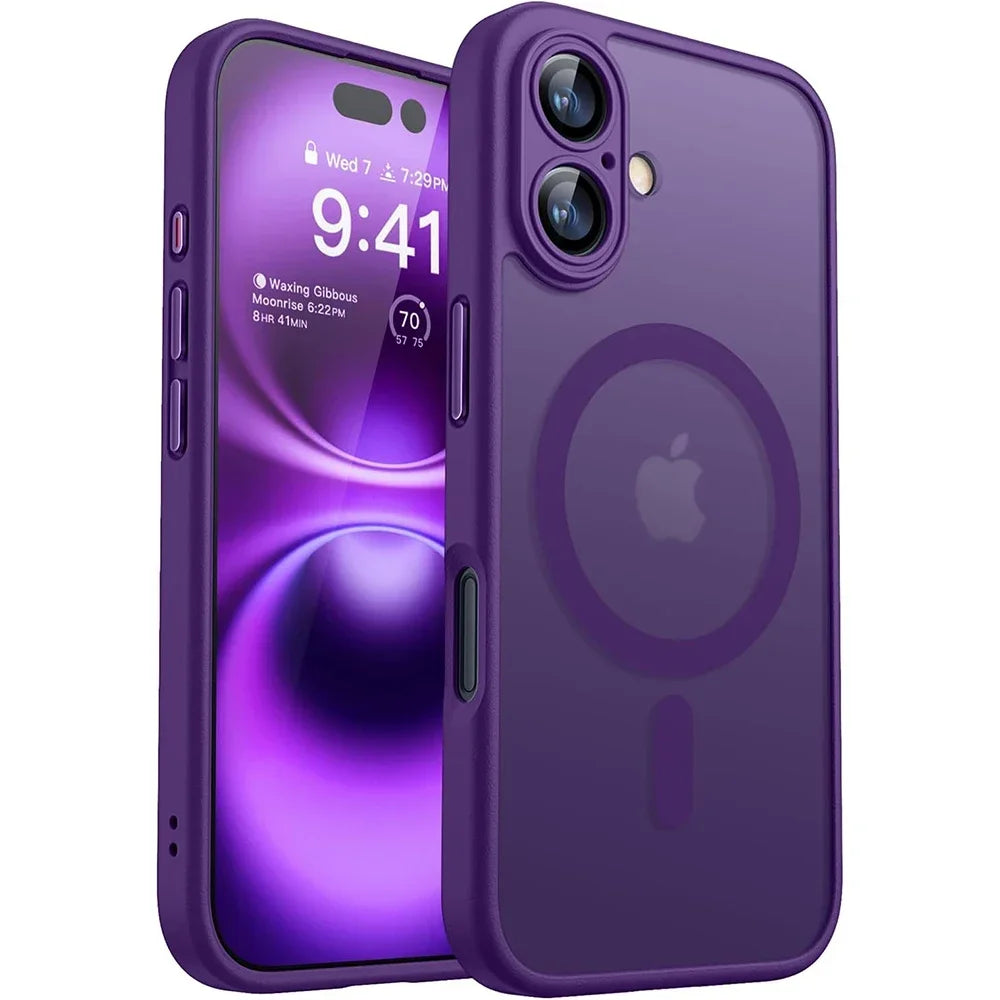 Magnetic Matte Translucent Armor Shockproof Case For iPhone 17 16 15 14 13 12 11 Pro Max Plus For Magsafe Wireless Charge Cover