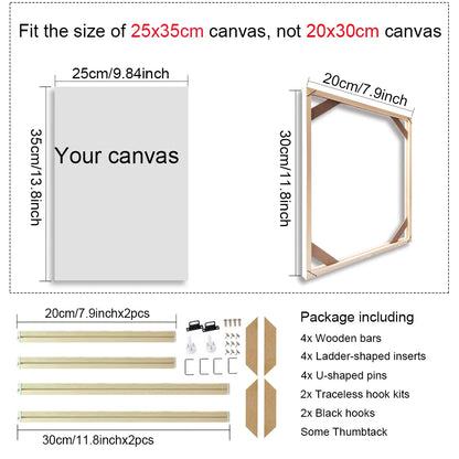 Various Sizes Canvas Frame Wooden Frames Natural Wooden Photo Oil Painting Canvas Diamond Painting Frames Canvas Wood Wall Frame