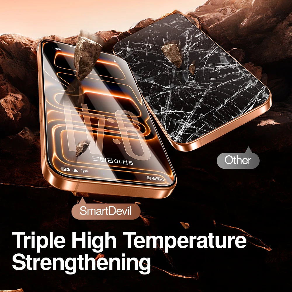SmartDevil 2/3 pcs Screen Protector HD for iPhone 17 Pro Max 17 Air 16 Anti-fingerprint Tempered Glass Film for iPhone 16 Pro 15