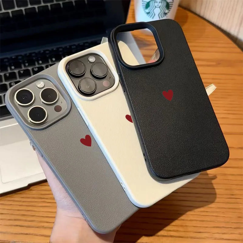 Simple Red Love Heart Soft TPU Phone Case For iPhone 17 Air 16 14 13 12 11 Pro Max 7 8 Plus Cover For iPhone 16E 15 Pro Cases
