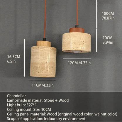 Japanese Modern Designer Wabi-Sabai Bedroom Bedside Lighting Bar B&B Yellow Cave Stone Chandelier Bedside Hanging Wire Lamp