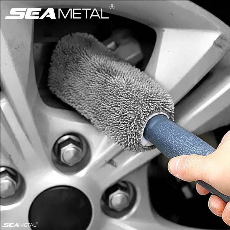 Microfiber Car Wheel & Tire Rim Cleaning Brush with Towel