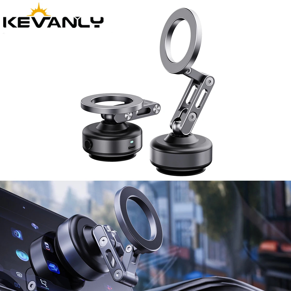 Vacuum Magnetic Suction Cup Car Mobile Phone Mount Universal Folding Phone Stand Universal Auto Phone Stand for 4-7 Inches