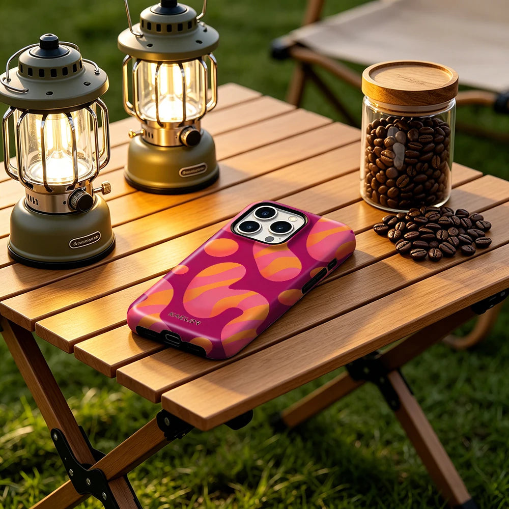 Pink Orange Floral Bumper Case Dual Layer for iPhone 17 16 15 14 Plus 13 Pro Max Shockproof Hard PC Cover