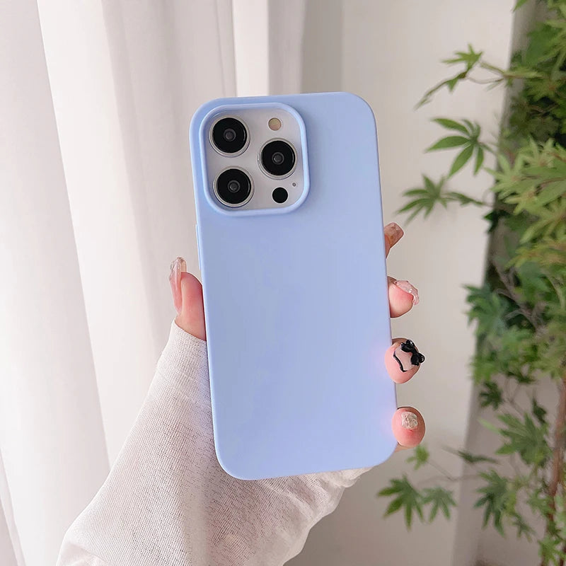Luxury Candy Color Silicone Soft Case For iPhone 16 15 14 13 12 11 Pro Max Plus Mini Matte Frosted Cover Ultra Thin Shell Coque