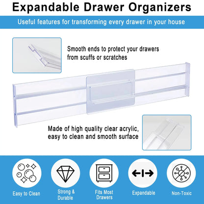1/2/4/6/8PCS Drawer Wardrobe Dividers Organizers Expandable From Kitchen Drawer Organizer, Clear Plastic Partition Plate Tools