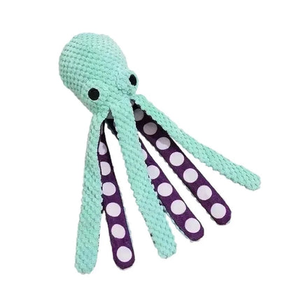 Squeaky Octopus Dog Toy, Pineapple Plush Chew Toy with Squeaker&CrinkleTentacles,InteractiveDentalPuppyToy for Small Medium Dogs