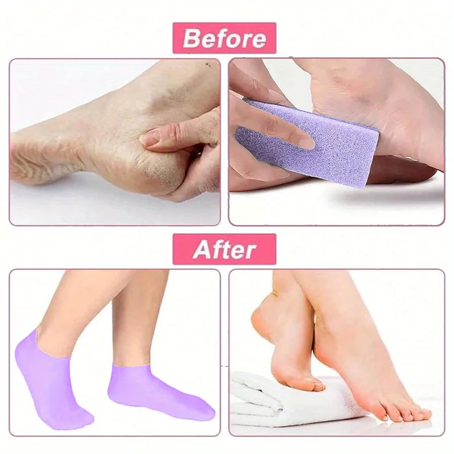 Moisturizing Foot Socks,Silicone Socks for Dry Cracked Feet Women's Foot Socks for Moisturizing,Featuring Massage