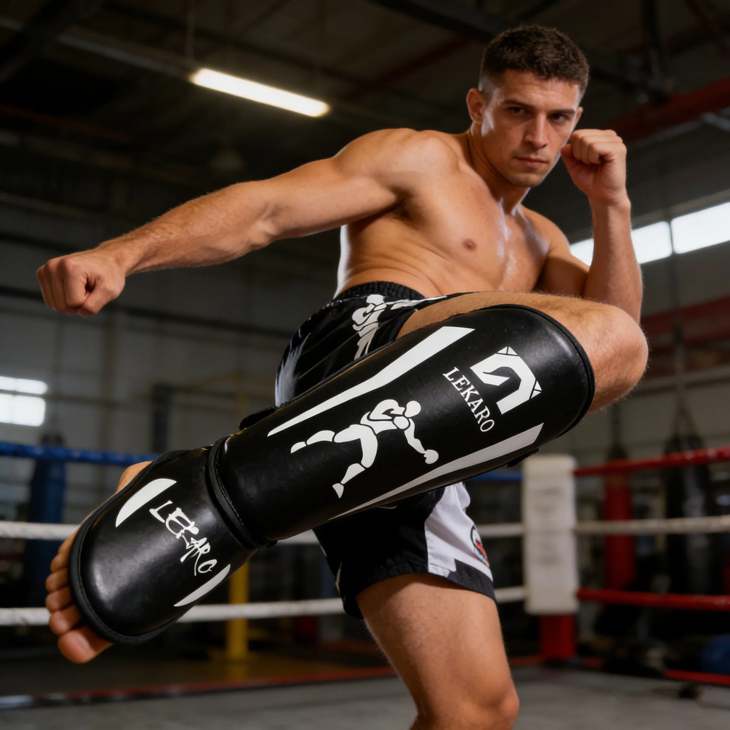 Lekaro Adult Professional Fighting Leg Guards Boxing Shin Guards Fighting Protective Gear Instep Protection Fighting Equipment