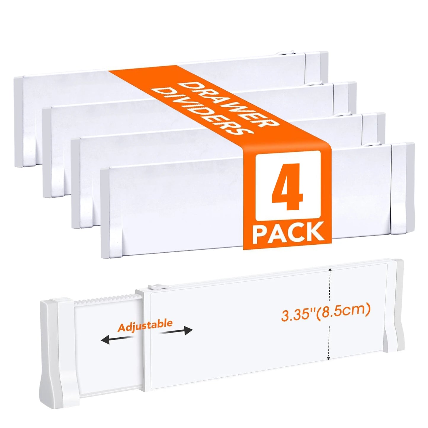 1/2/4/6/8 Pack Drawer Dividers for Clothes, 11.6''-19.6'' Adjustable Drawer Organizers 3.35'' High Expandable Separators