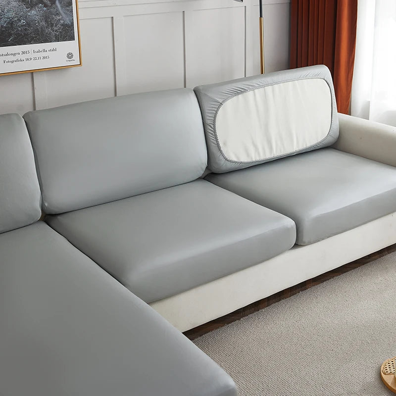 Stretch PU Leather Waterproof Sofa Cushion Cover Sofa Seat Slipcover Backrest Cover Easy Clean Sofa Protector for Pets Kids