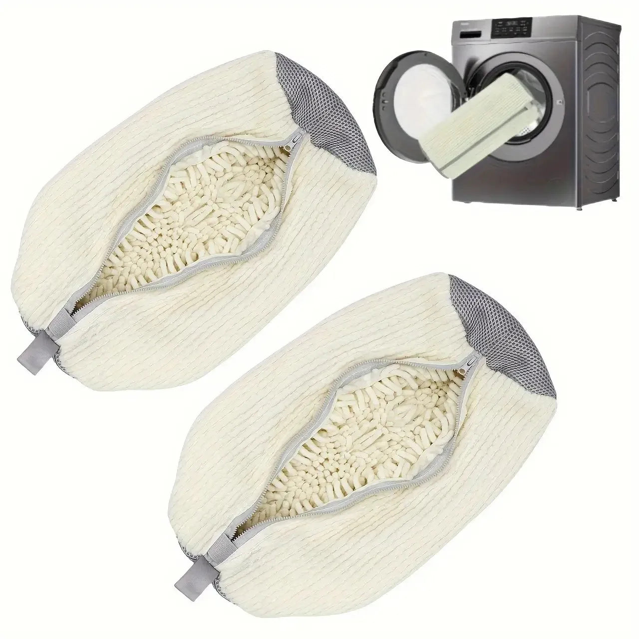 Machine washable shoe washing and drying bag, soft fiber—durable polyester shoe cover, adjustable shoelaces, durable shoe washin