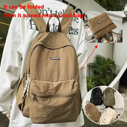 2025 New Foldable Backpack for Women, Large Capacity Backpack, Simple Korean Version Computer Backpack
