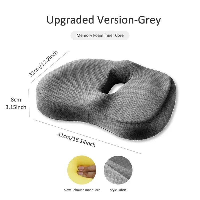 Orthopedic Memory Foam Seat Cushion Set, Coccyx Support Cushion, Office Chair, Waist, Back, Lumbar, Car Seat, Hip Massage Pad
