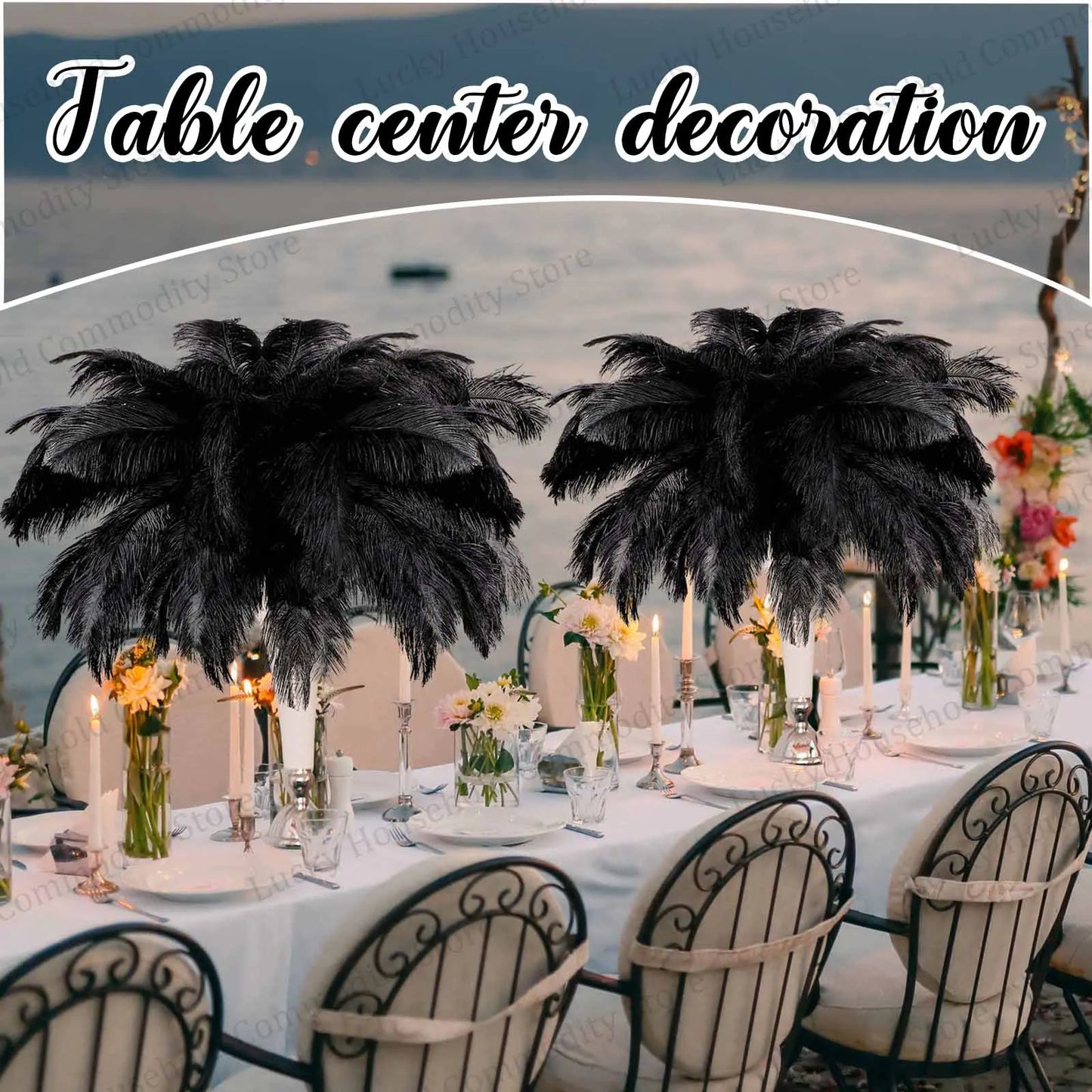100-300PCS White Ostrich Feathers Bulk Natural Ostrich Feathers for Wedding Party Decorations Table Decorations DIY Crafts