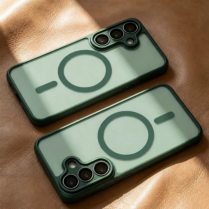 Luxurious Magsafe magnetic phone case, For Samsung A57 A37 A56 A36 A16 A17 A26 S26 Ultra S25FE S24 , lens protection cover