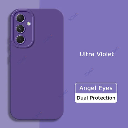Luxury Angel Eyes Phone Case for Samsung Galaxy A54 5G Square Liquid Silicone Back Cover SamsungA54 360 Shockproof Fashion Coque
