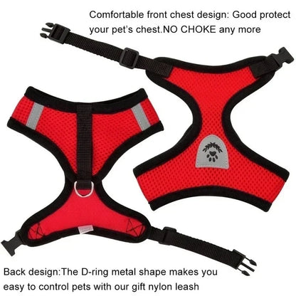 Adjustable Mesh Pet Harness with Leash, Polyester Vest Type Walking Strap for Small Medium Cats Dogs