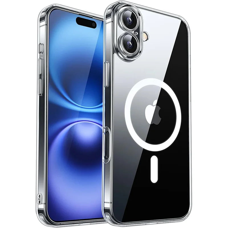 For Magsafe Luxury Armor Shockproof Case For iPhone 16 15 14 13 Pro Max Plus Magnetic Wireless Charge Cover Matte Translucent PC