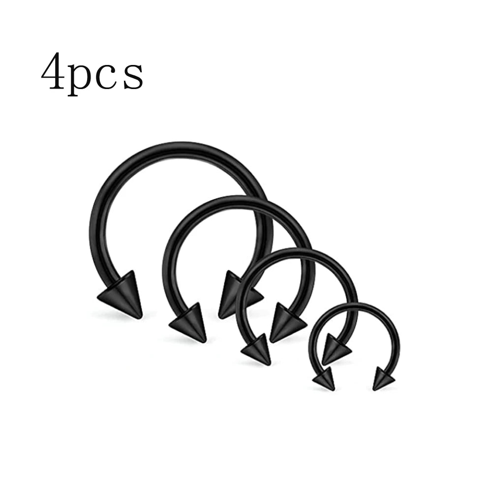 4Pcs/32Pcs 16G Septum Nose Rings – Stainless Steel Hoop Horseshoe Piercing Jewelry, Tragus Cartilage Earrings (6-12mm)