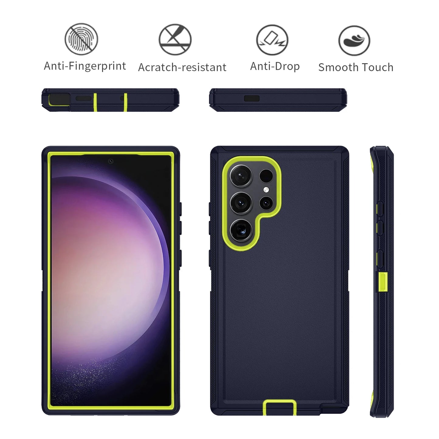 For Samsung Galaxy S25 S24 S23 S22 S21 S20 FE Plus Ultra Note 20 Armor Shockproof Defender Phone Case Hard PC+TPU Back Cover