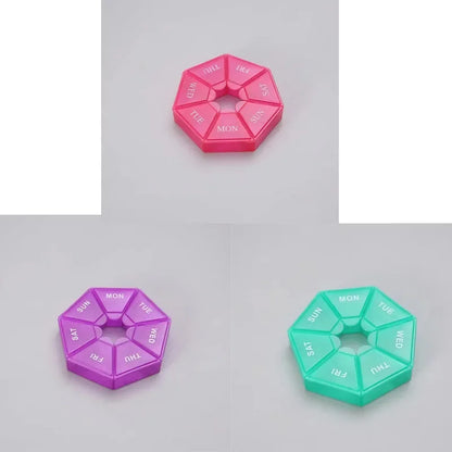 1/2/3Pcs A Week 7 Corners Pill Box Round 7 Boxes For One Week Small Pill Box Mini 7 Days Portable Points Medicine Jewelry Box