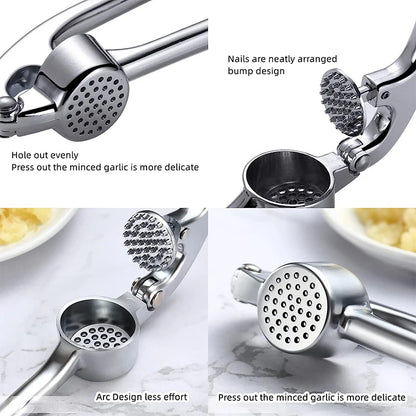 LMETJMA Premium Garlic Press Stainless Steel Garlic Mincer Garlic Crusher Easy to Squeeze and Clean Kitchen Tools JT202
