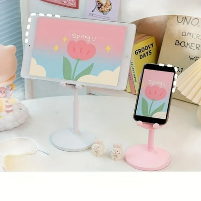 Cute Rabbit Desktop Phone Holder Can Lift and Adjust Height Cellphone Stand Lazy Bracket For iPhone IPad Samsung Xiaomi Tablet