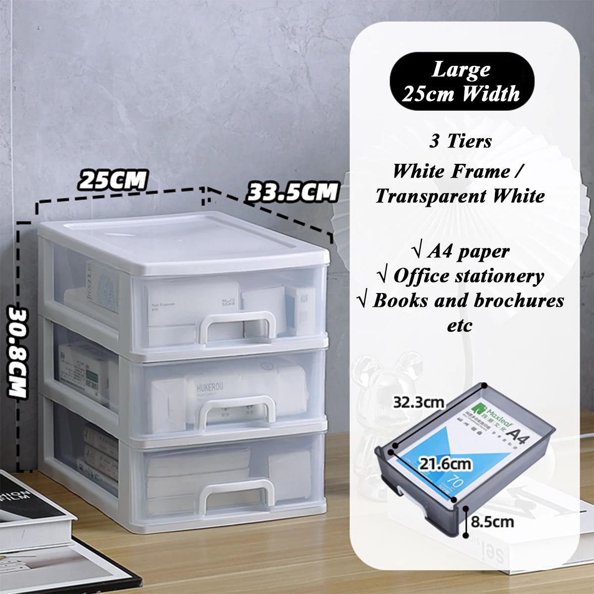 Clear Desktop Storage Box with Drawer Heightened Table Organizer Plastic Office storage cabinet  for Stationery cosmetics
