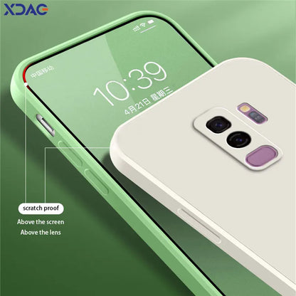 Square Liquid Silicone Back Cover for Samsung Galaxy S9 Plus Camera Protective Soft Shockproof Phone Case SamsungS9 S9Plus Funda