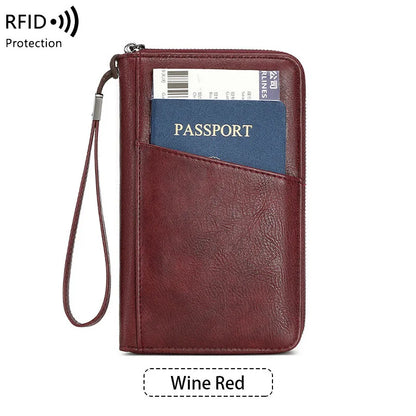 Anti theft RFID shielded passport clip travel wallet waterproof PU ticket storage bag multifunctional passport wallet