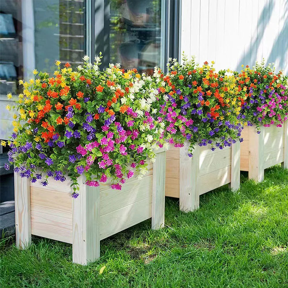 1/3 Bundle Artificial Flowers Outdoor Shrubs Plants UV Resistant Fake Flower Greenery for Office Kitchen Wedding Hotel Decor