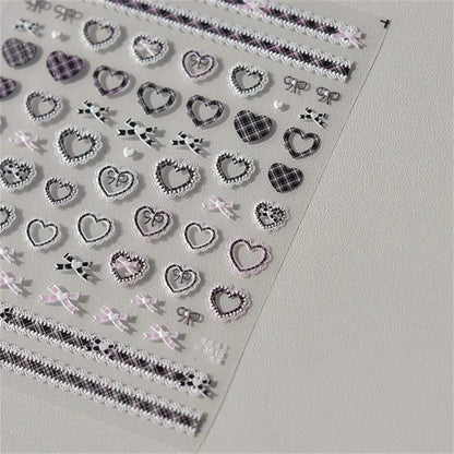 1pcs 5D Relief Kawaii Lace Nail Art Stickers Sweet Cool Japanese Lattice Nail Decoration Decals Self-Adhesive Accessories DIY