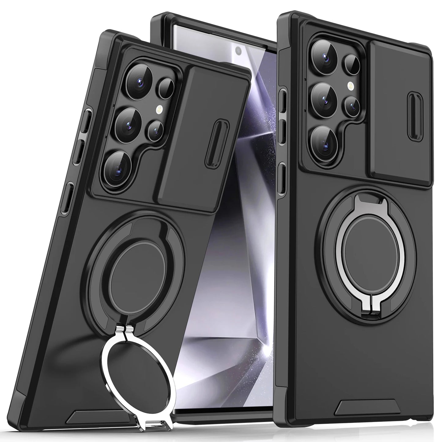 Slide Lens Protect Armor Case For Samsung Galaxy S25 Ultra S25+ S 25 Magnetic Holder Cover For Galaxy S25 Plus S25ultra Funda