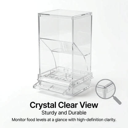 No Mess Automatic Bird Feeder Clear Acrylic Seed Dispenser Spill-Proof Parrot Feeder Cage Accessories for Budgies Parakeet Cockatiel Finch