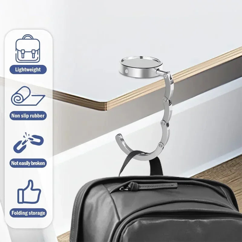 Stylish Round Bag Hook Foldable Purse Hanger for Tables Handbags Wallets Durable Portable Design Keeps Bags Clean Organized